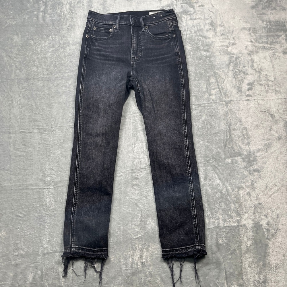 Gap Vintage Slim High Rise Jeans Womens 25 0P Washed Black Raw Hem